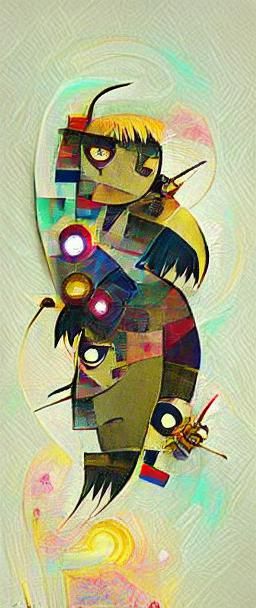 Gorillaz Mecha Pixie in Vibrant, Klimt-Inspired Style