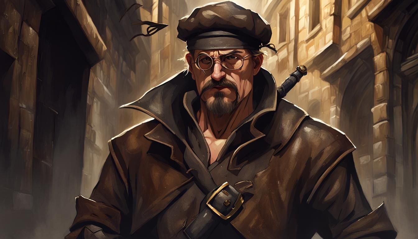 Medieval Outcast with Scowl and Sword at the Ready