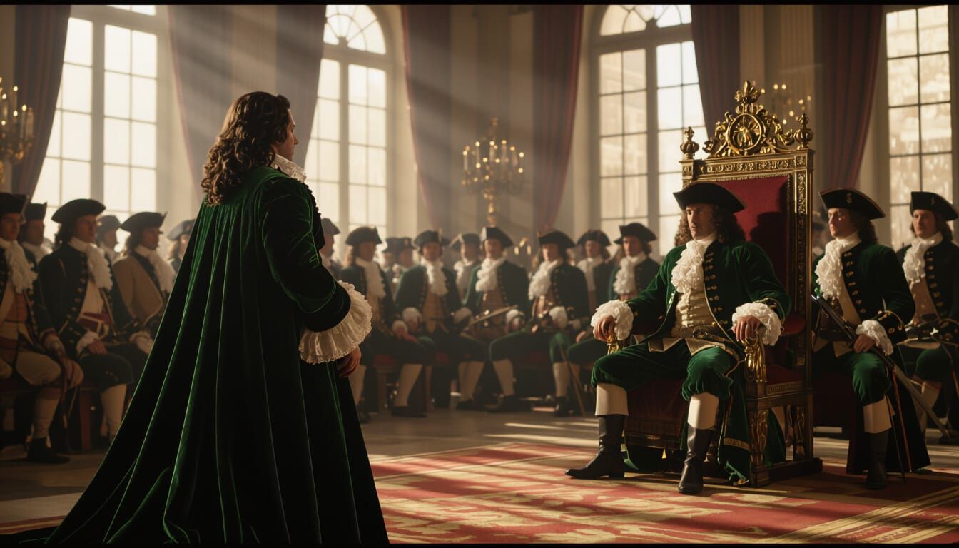 Louis XIV Saved by Musketeers: A Film Noir Scene