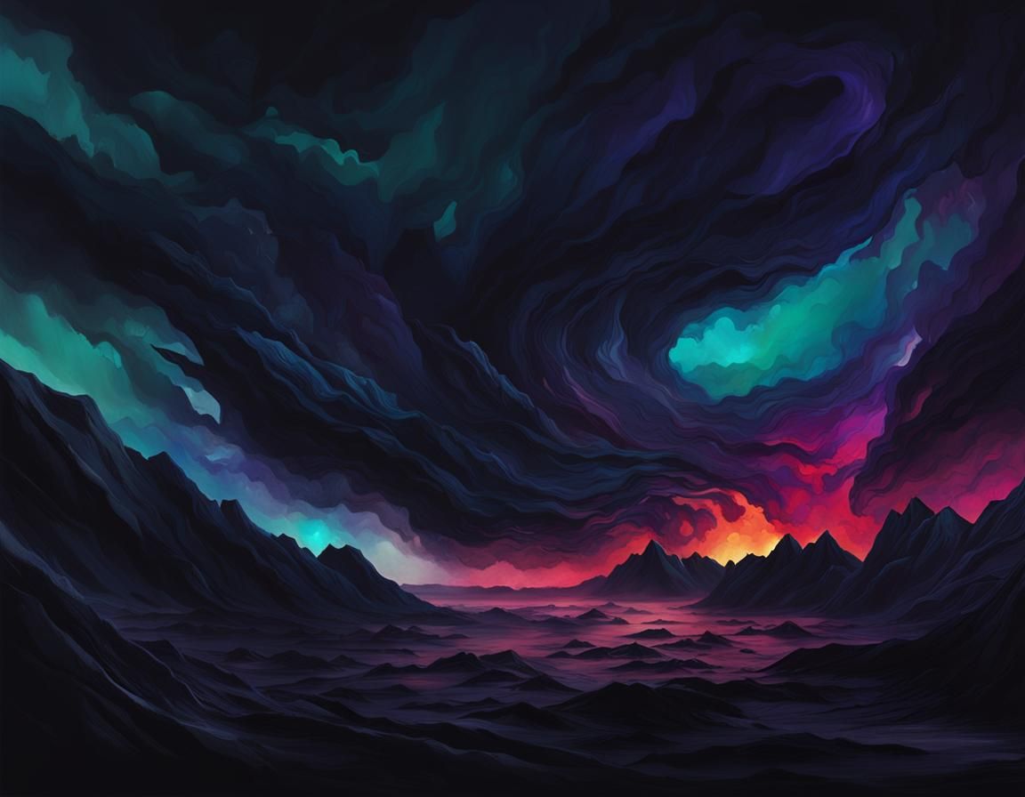 Void Consuming Darkness in Iridescent Matte Tones