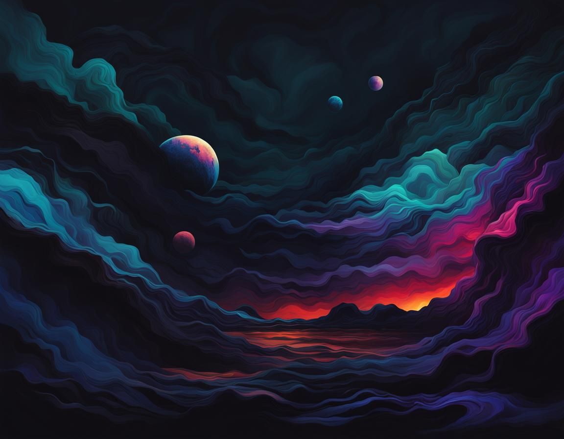 Void Consuming Darkness in Cool Iridescent Hues