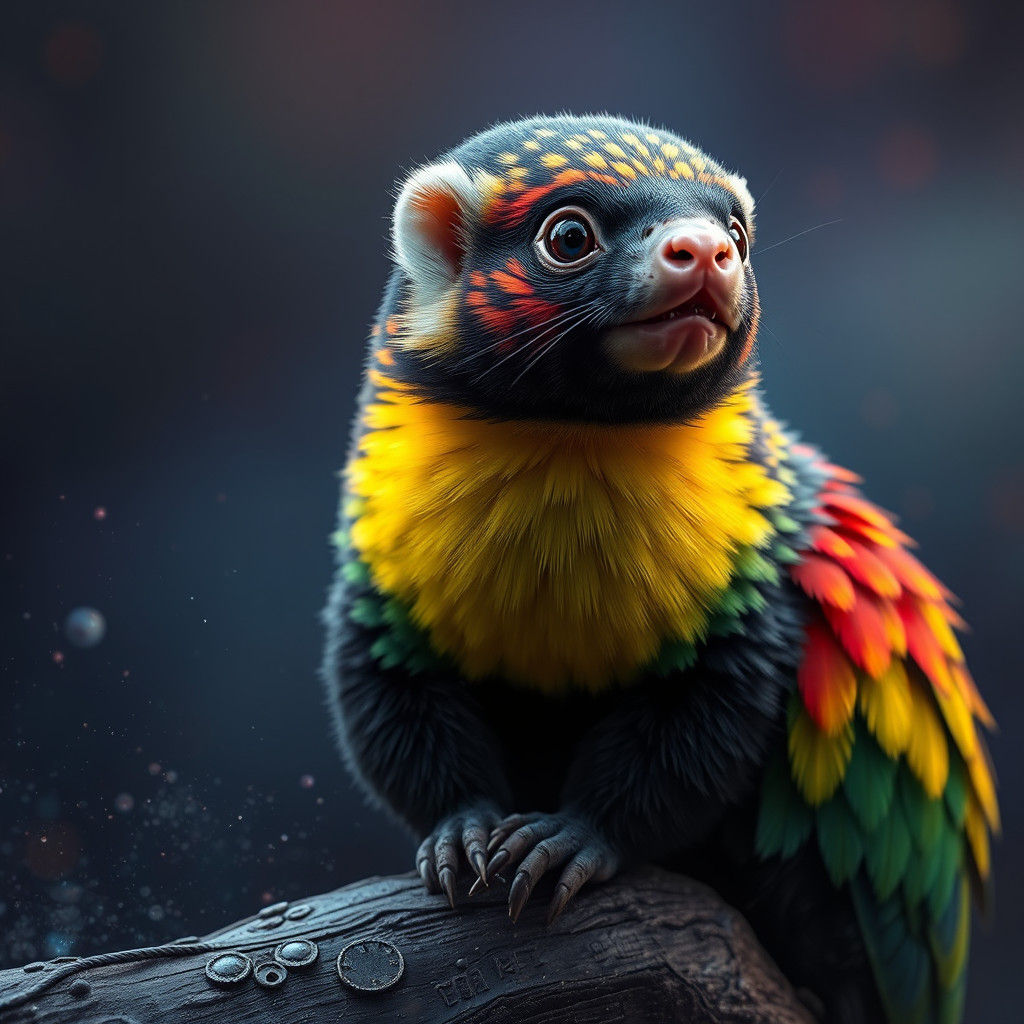 Vibrant Lorikeet Ferret in Fantastical Fantasy Art