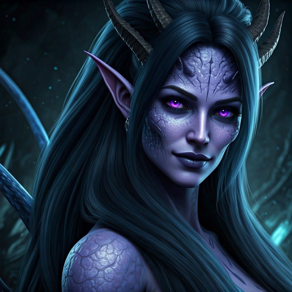 Ethereal Demon Scientist in Dark, Twisted Realm