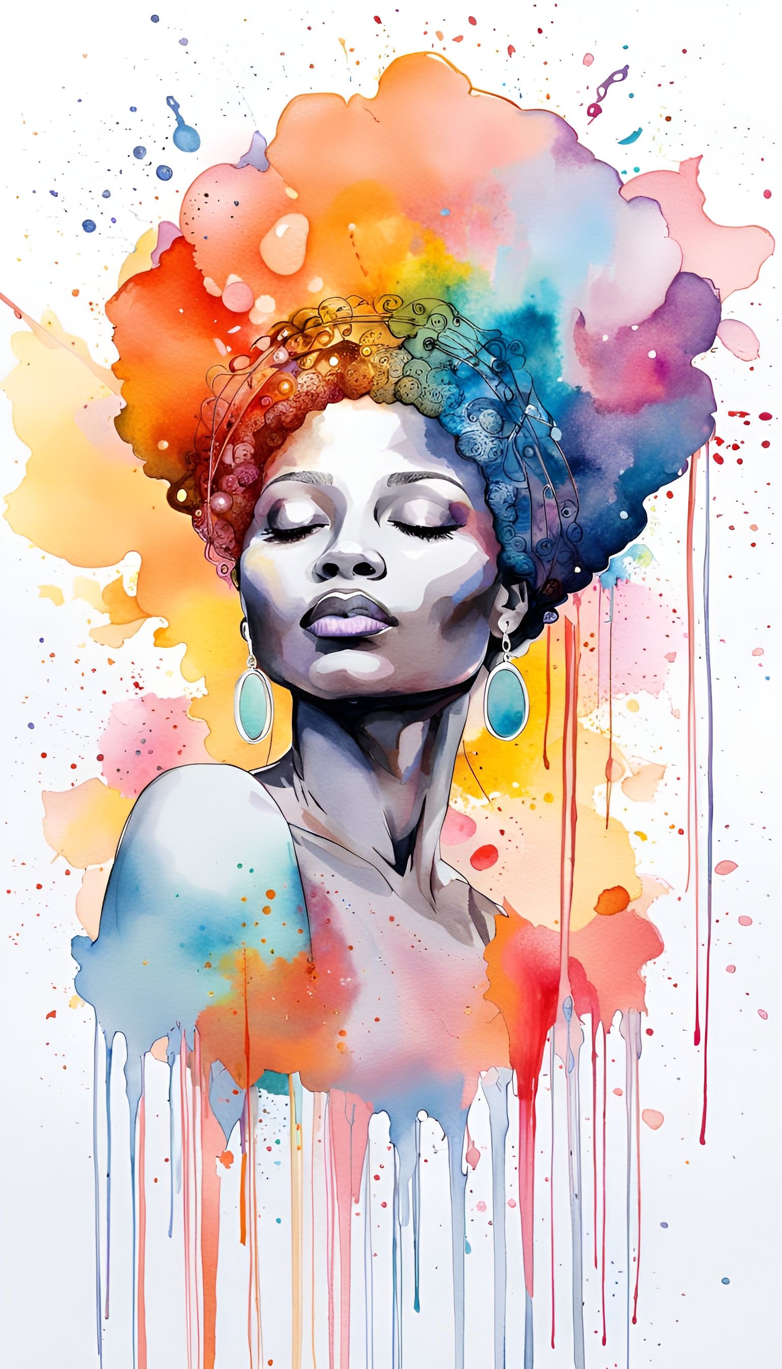 An Afro-Caribbean Virgin Mary in Ethereal Watercolor