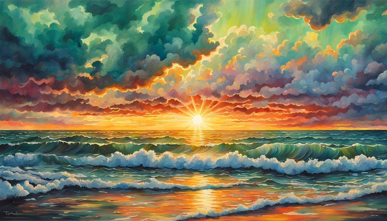 Vibrant Sunset Masterpiece Over the Ocean