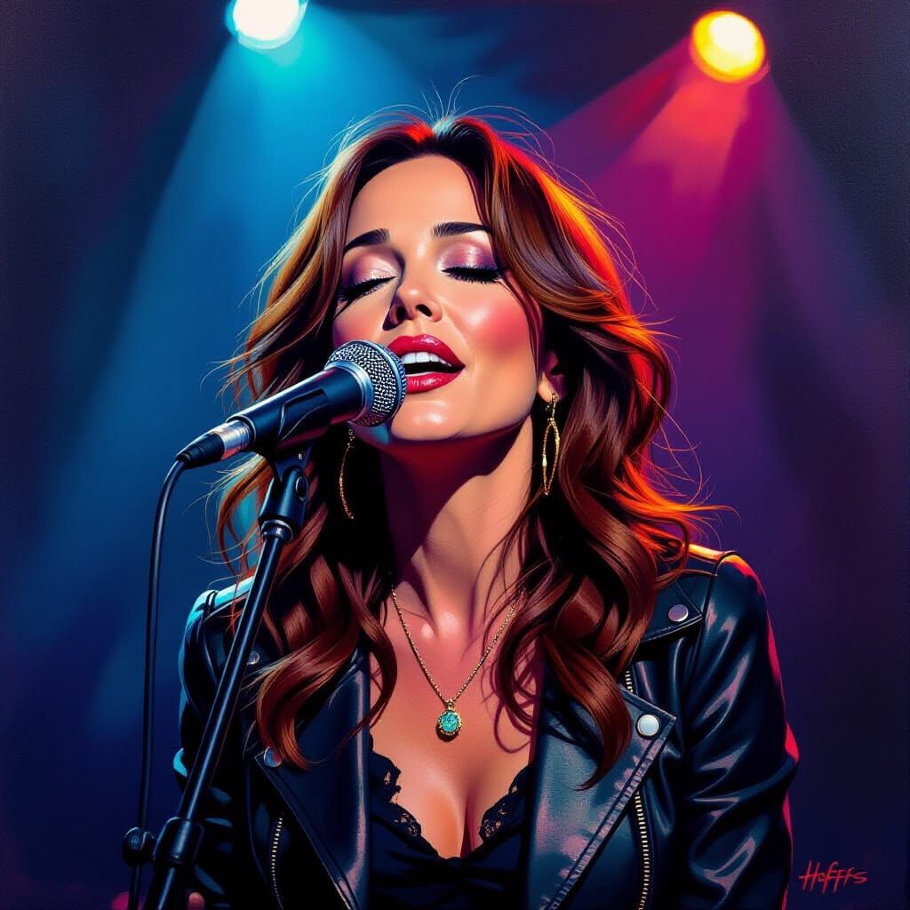 Susanna Hoffs Sings Emotionally on Stage in Oil Painting Sty...