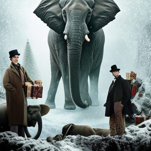 Sherlock Holmes and Elephant Celebrate Christmas