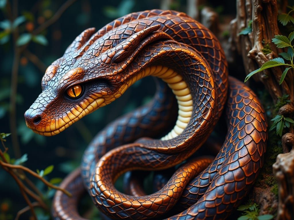 Snake Helix Portrait in Dynamic Concept Art Style