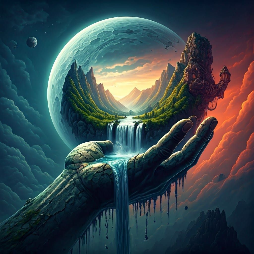 Futuristic Debtors Moon Landscape with Intricately Detailed...