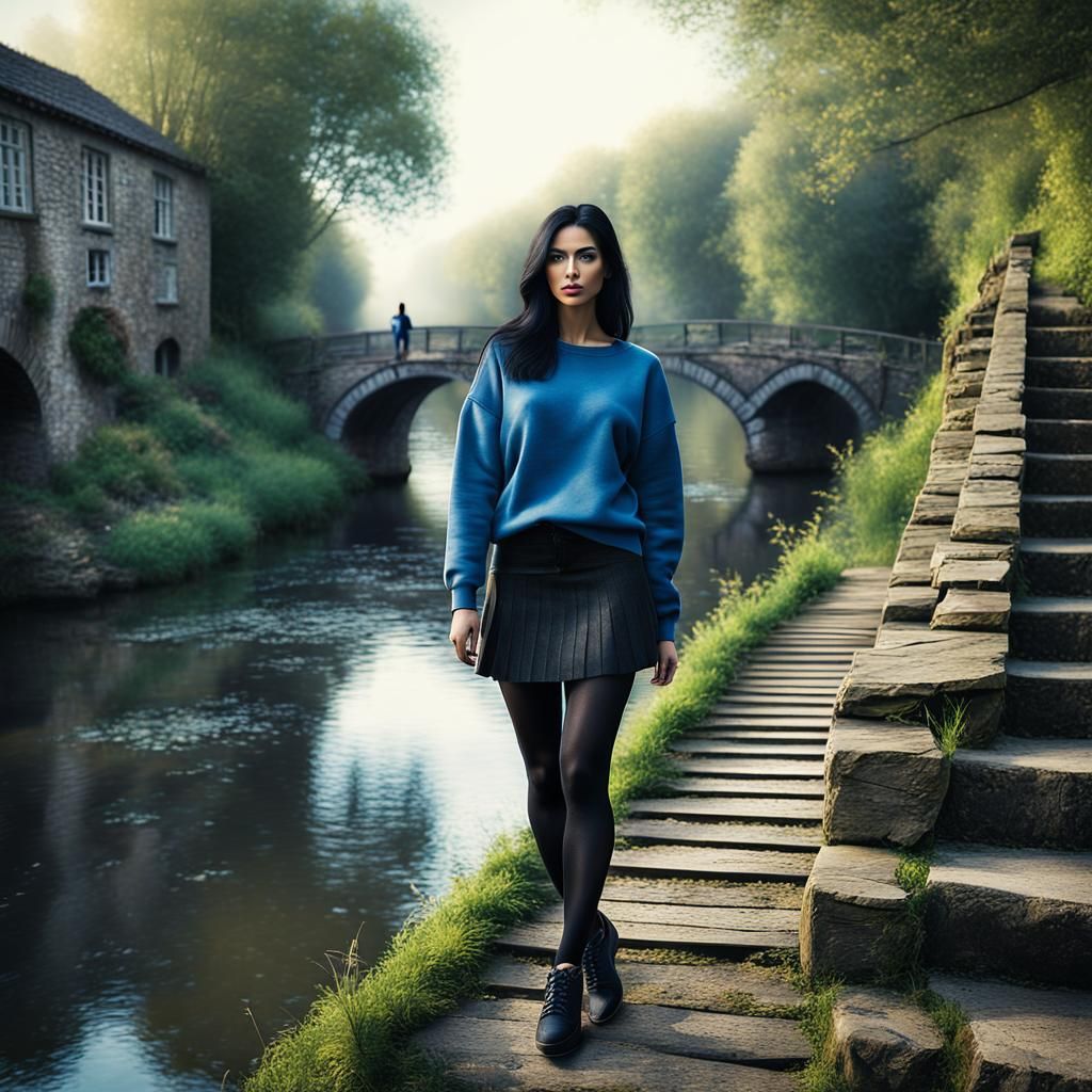 Epic Canal Scene in Maximalist Digital Style