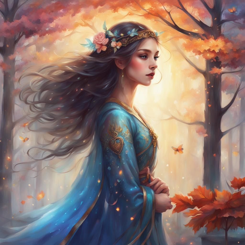 Ethereal Enchantress in Whimsical Fantasy