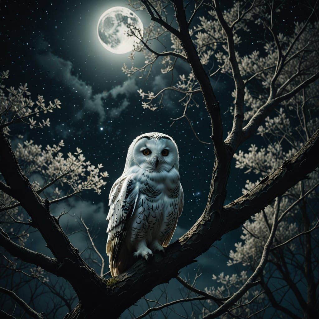 Ethereal Owl in Celestial Setting