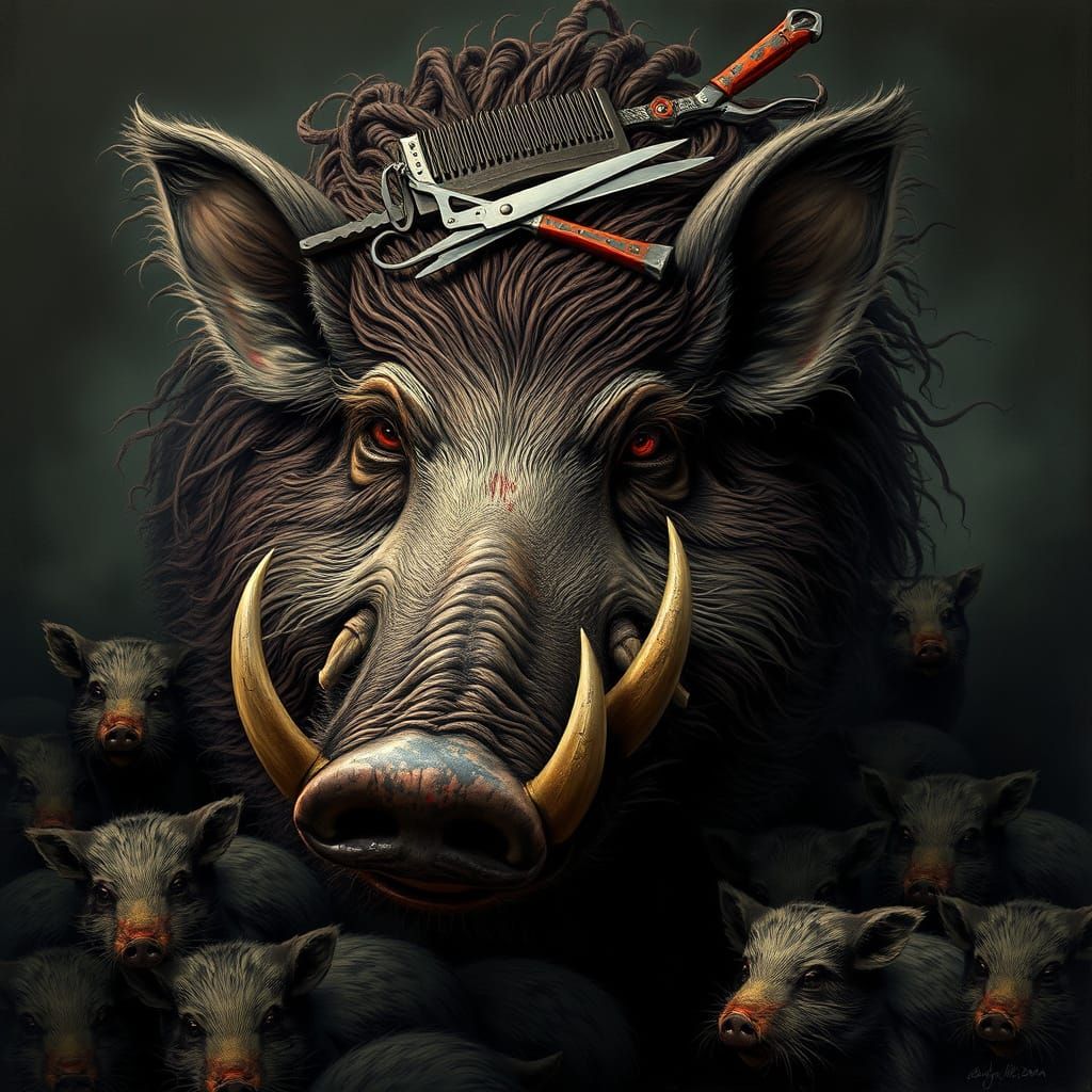 Colossal Boar with Iron Hide in Haunting Landscape