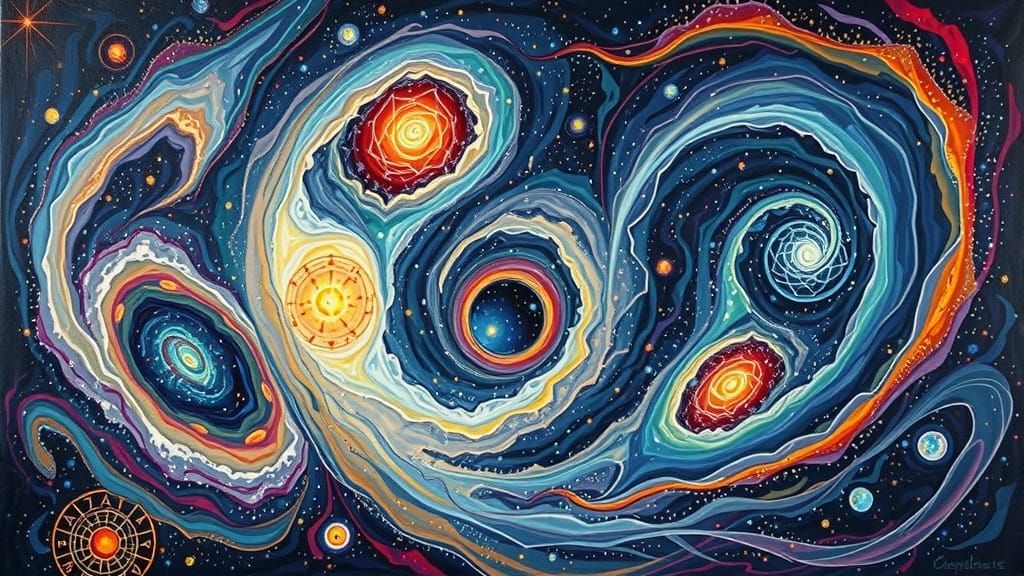 Cosmic Vortexes in Abstract Impasto Oil Paint