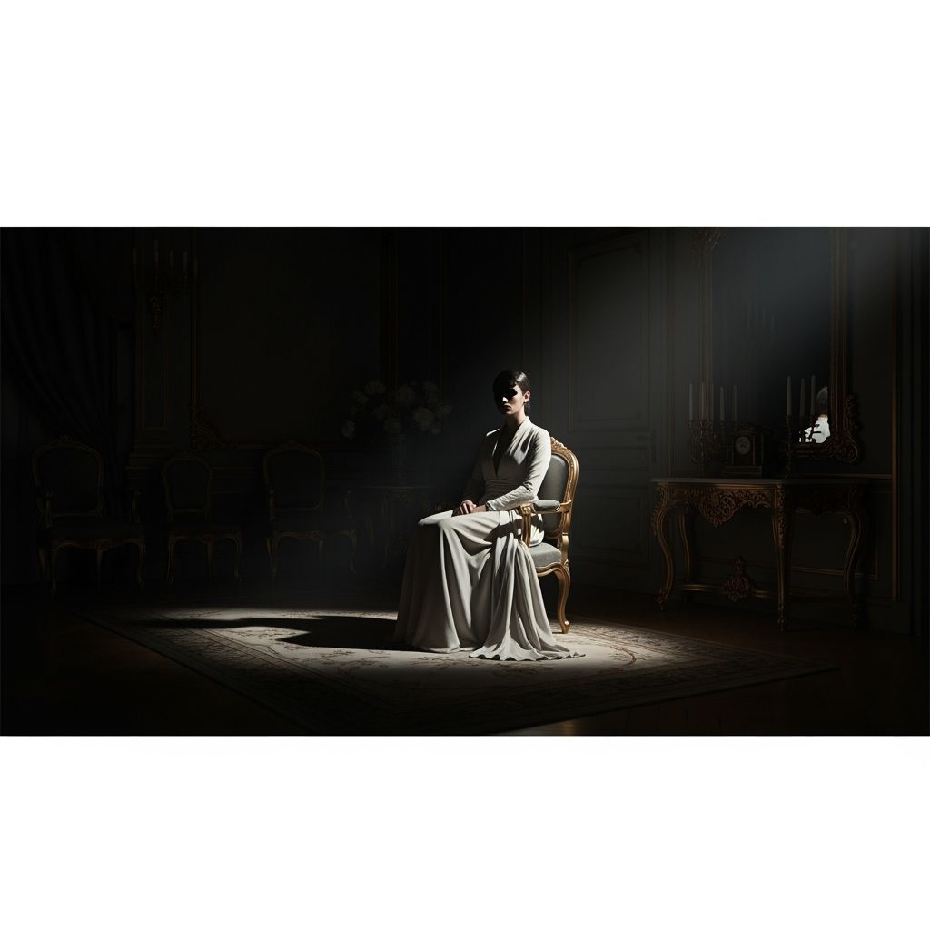 Elegant Figure in Shadows: Digital Art Style