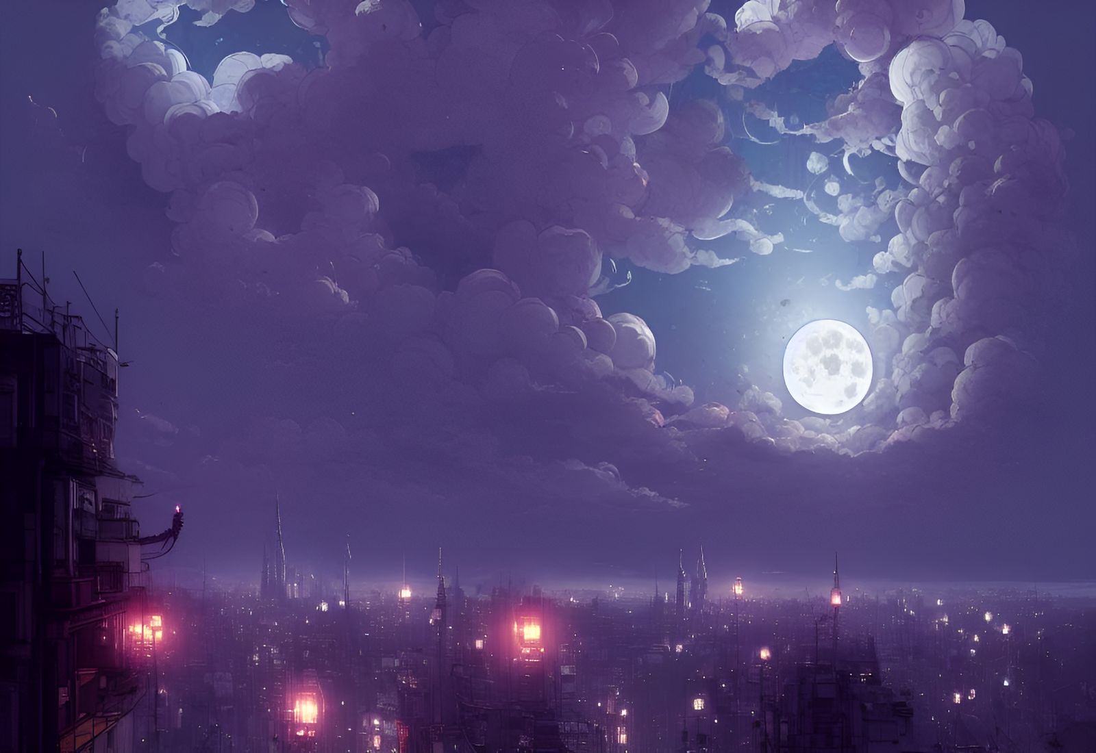 Epic Moonlit Cityscape in Hyperdetailed Digital Illustration