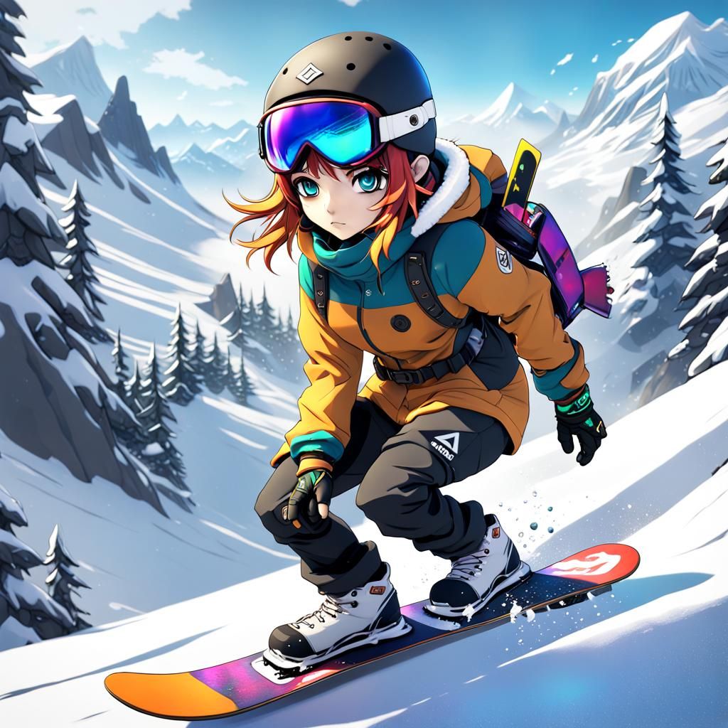 Surreal Fantasy Snowboarder in Detailed Matte Painting