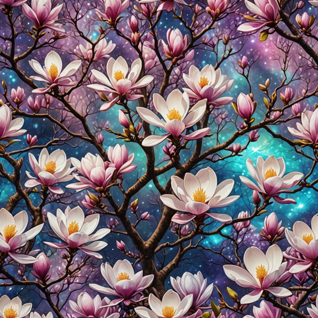 Cosmic Night Blooms in Vibrant Splendor