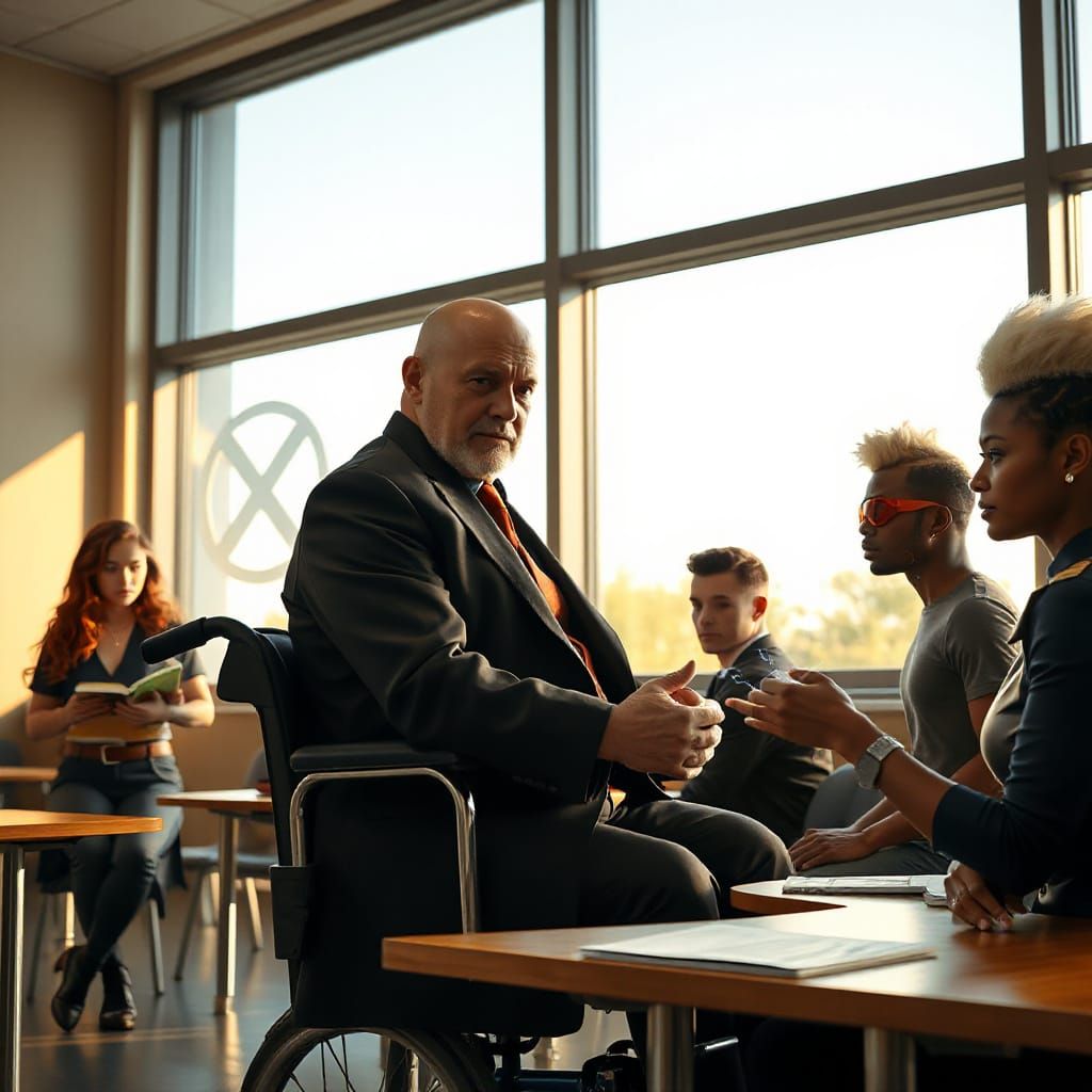 Professor Xavier Inspires Mutant Students in Bright Classroo...