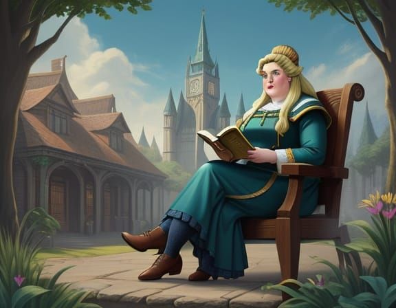 Gnome Courtier Reading in Library: Golden Age Comic Style