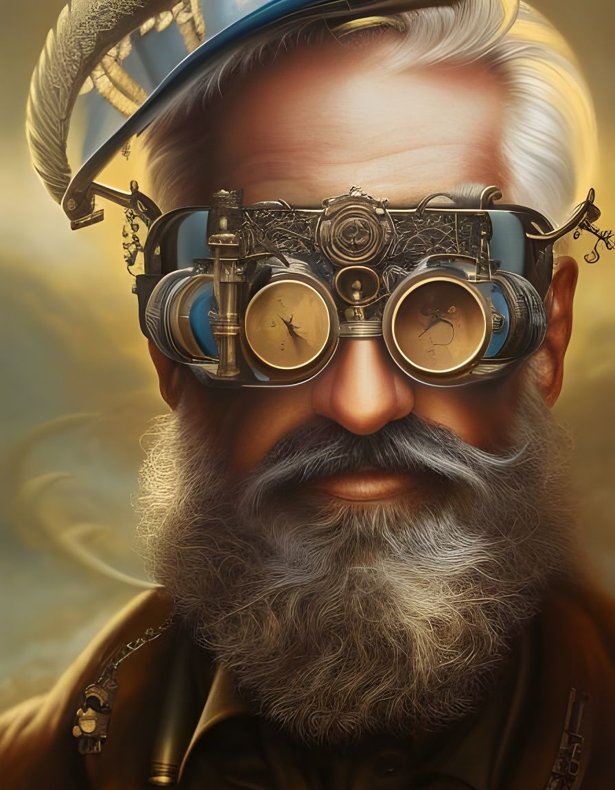 Steampunk Father Time: An Intricately Detailed Portrait