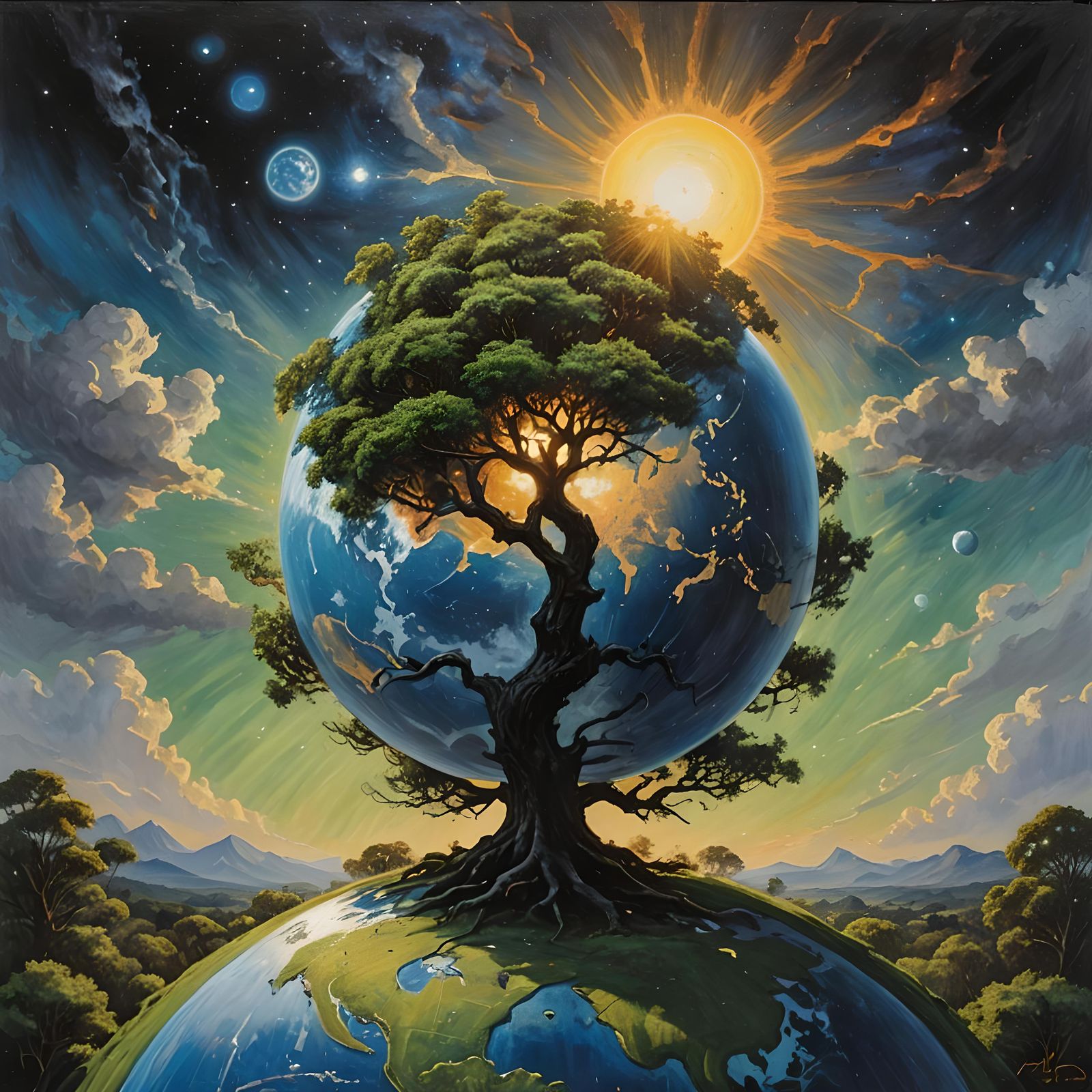 Vibrant Cosmos Oil Painting