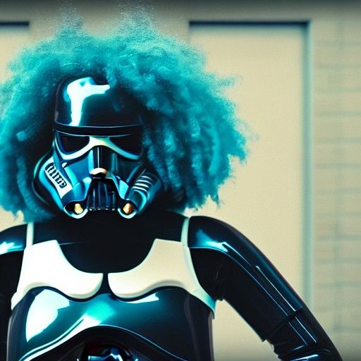Black Female Stormtrooper in Teal Armor