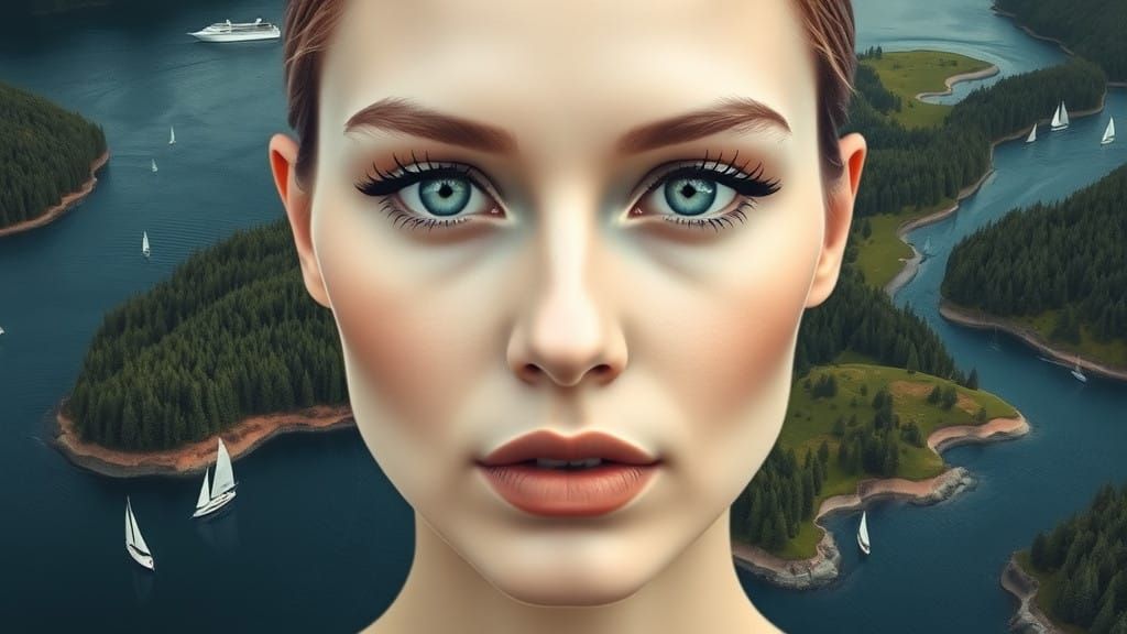 Mysterious Woman in Enchanted Landscape