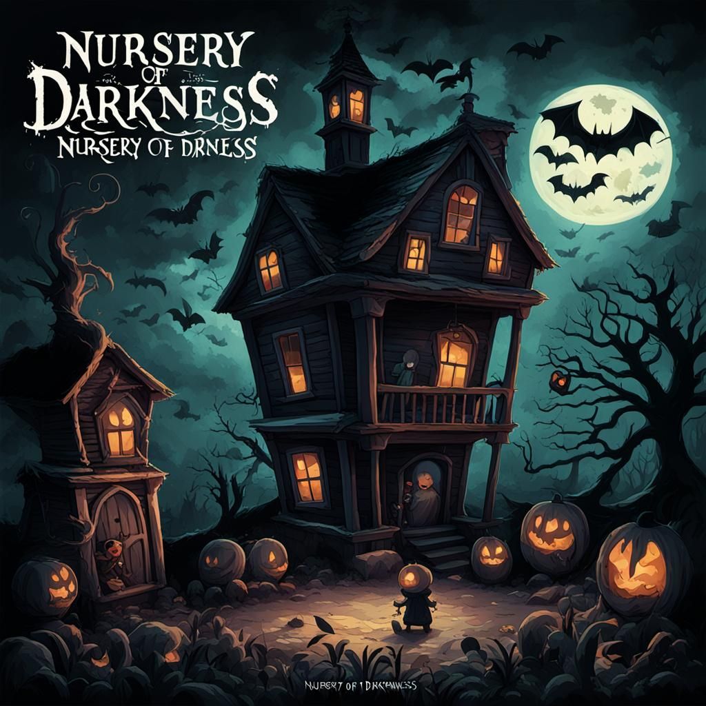 Dark Nursery Rhymes Album Cover Art in Gothic Style
