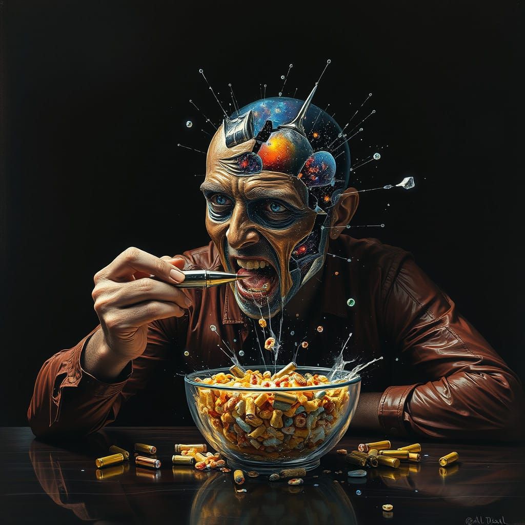 Shattered Glass Cosmic Hunter Devours Metal Bullets