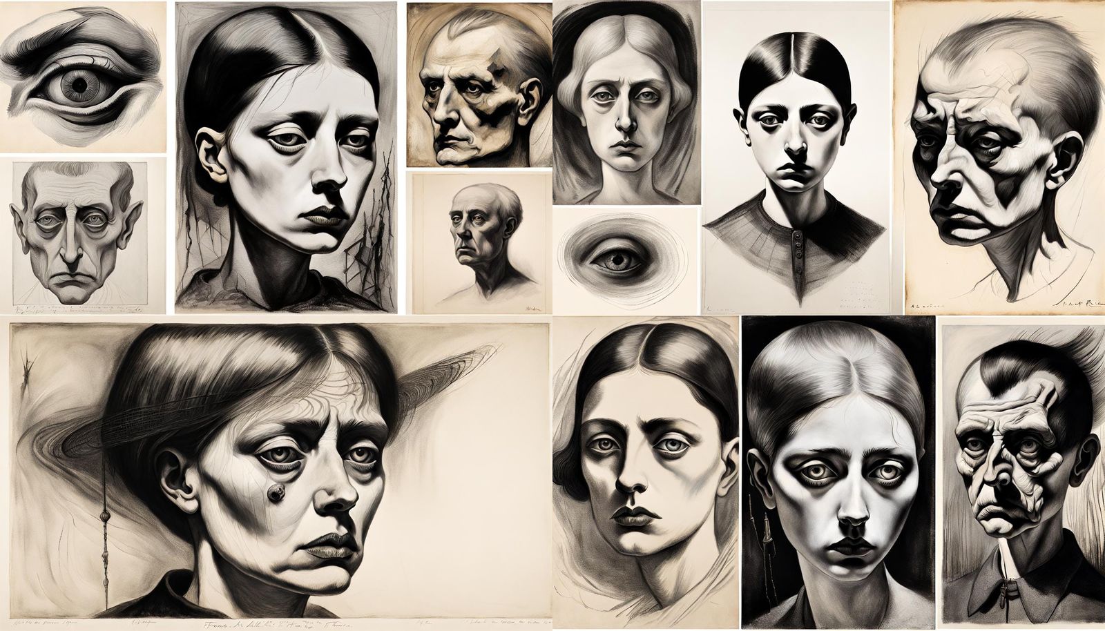 a black and white drawing of a woman's face, by Alfred Kubin...