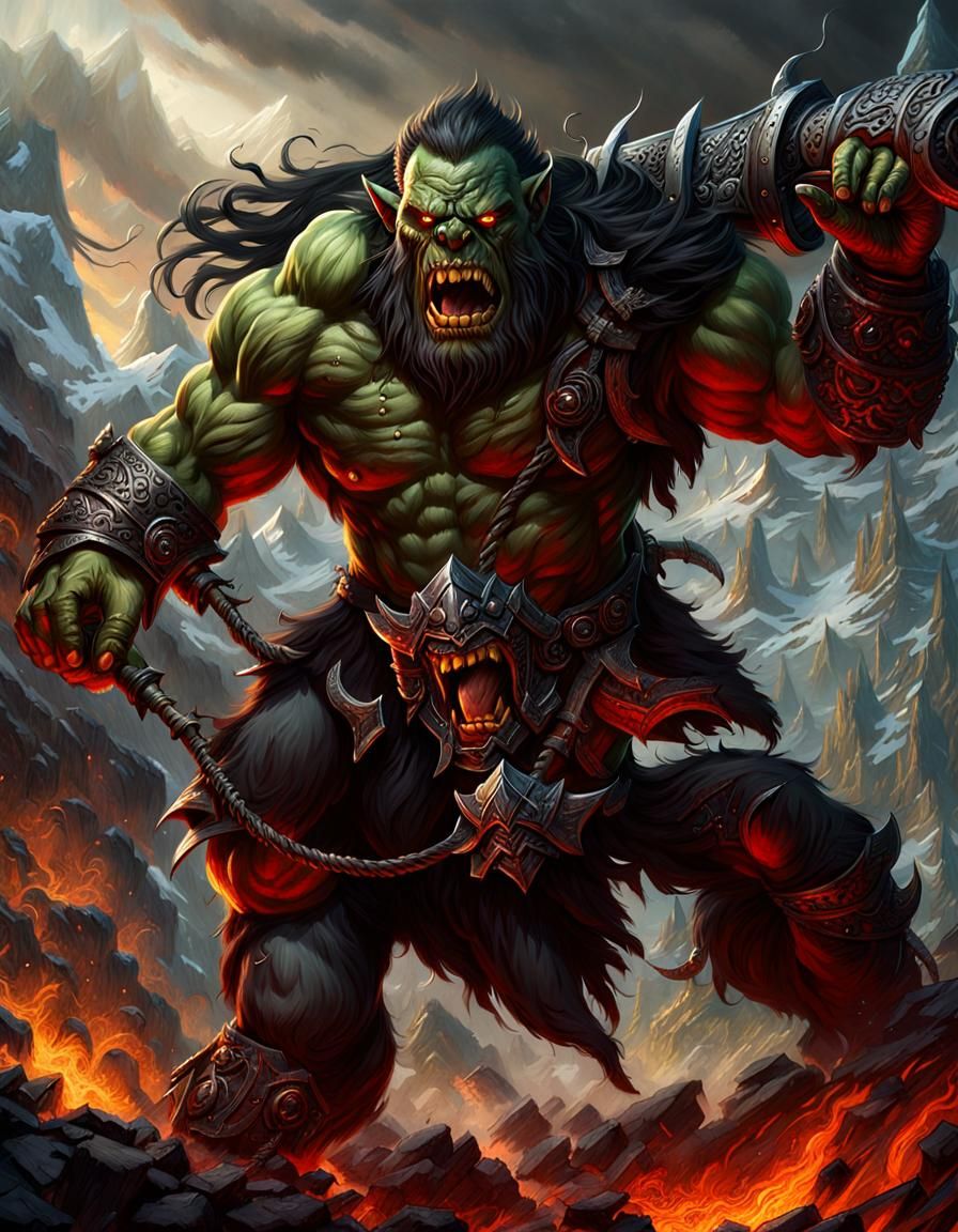 Epic Orc Berserker in Fierce Battle Attire