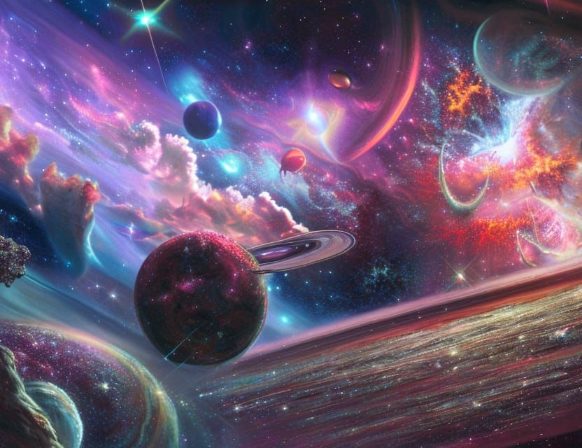 Ethereal Fantasy Galaxies in Space, as Masterfully Painted R...