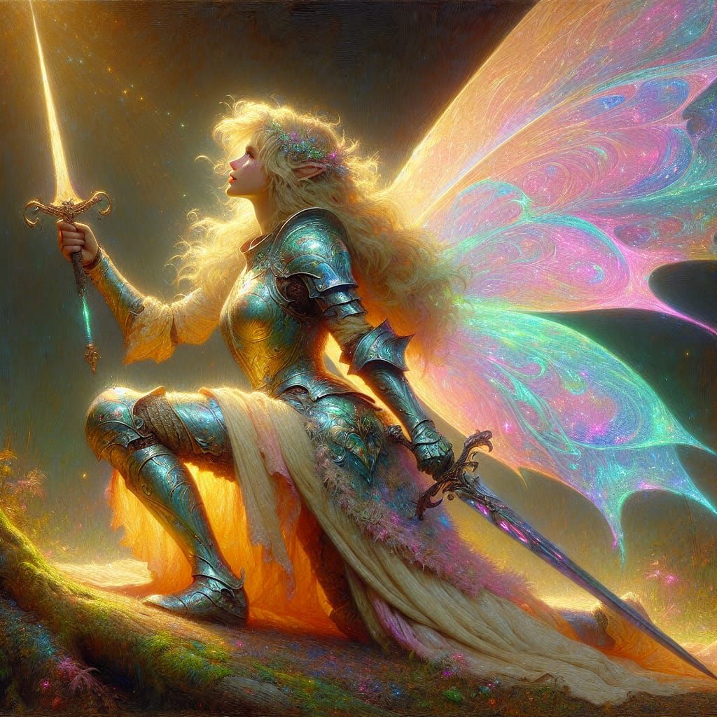 Majestic Fairy Paladin in Glowing Armor