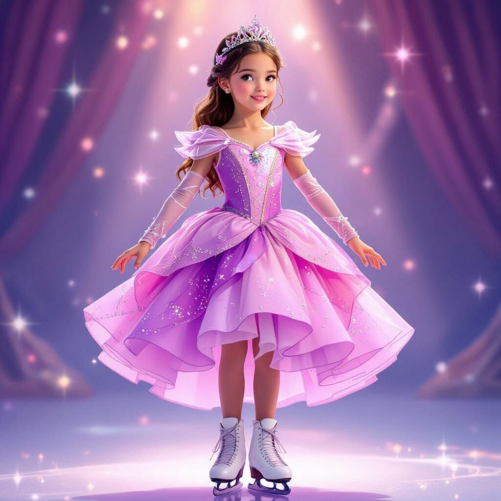 Princess-Inspired Figure Skating Dress for Young Champion