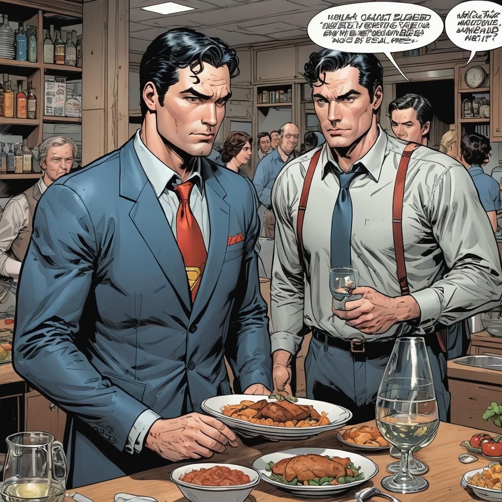 Superman Returns Home, Asking Lois Lane About Dinner in a Th...