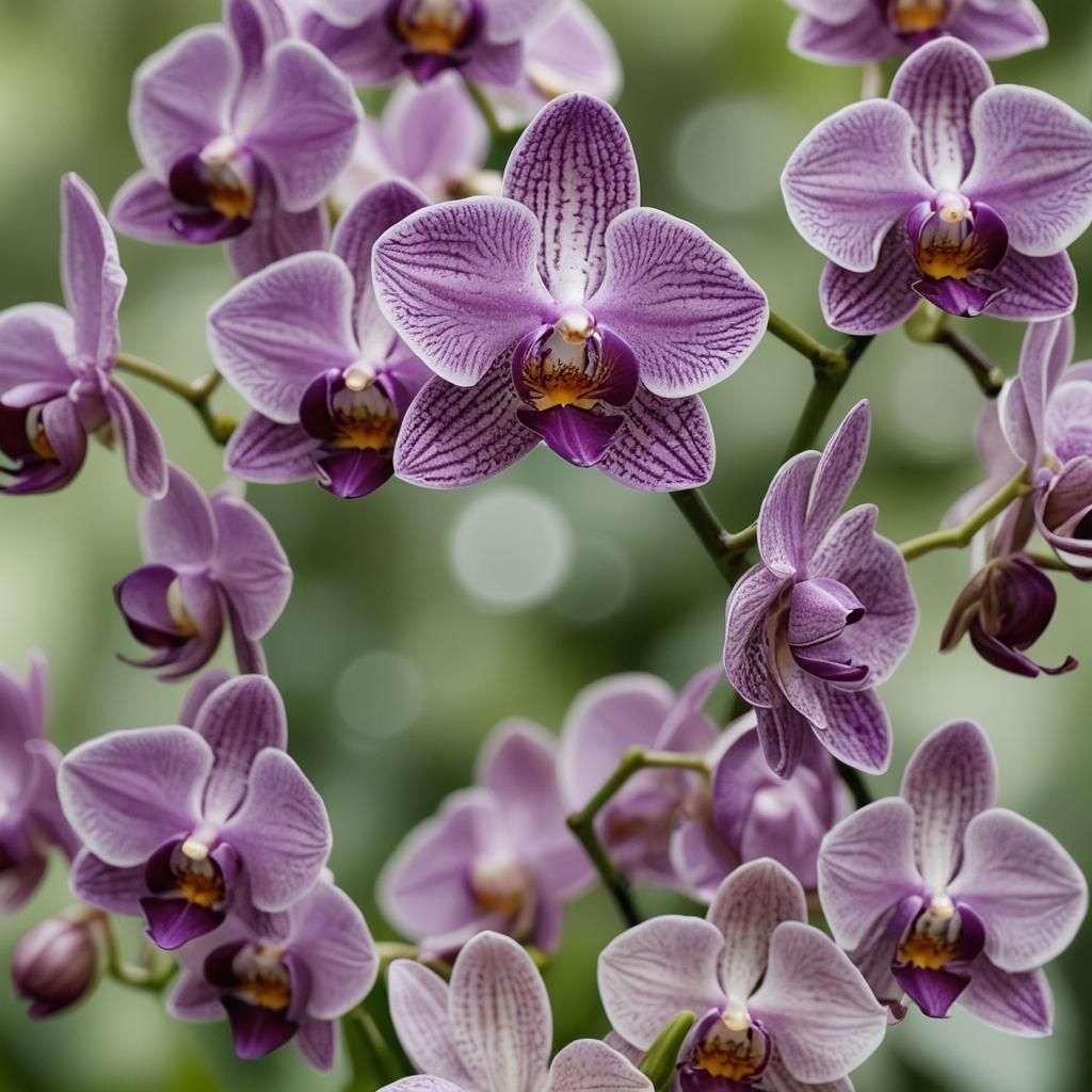 Purple Orchid in Vibrant Green Hues