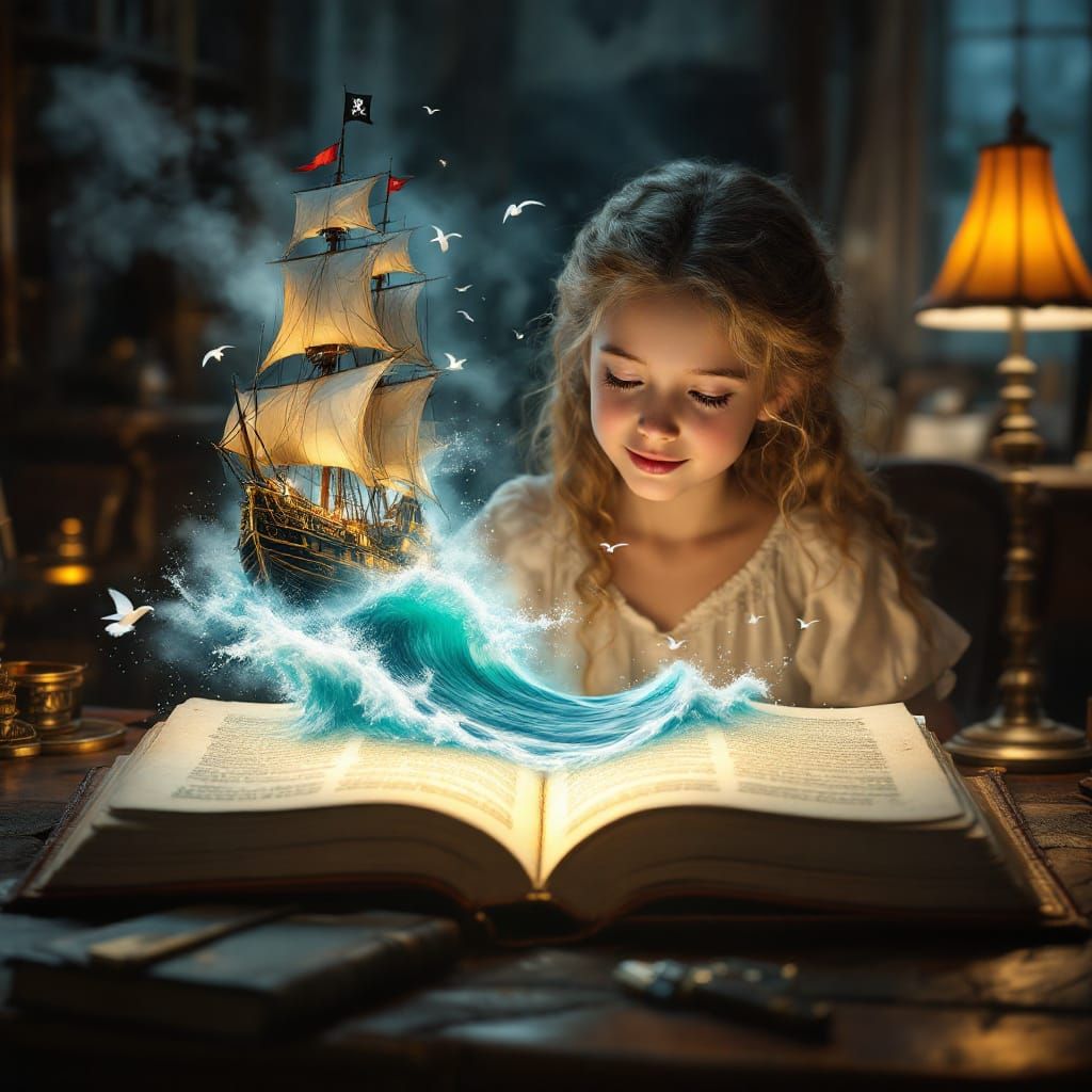 Victorian-Era Girl Discovers 3D Pirate Battle Scene