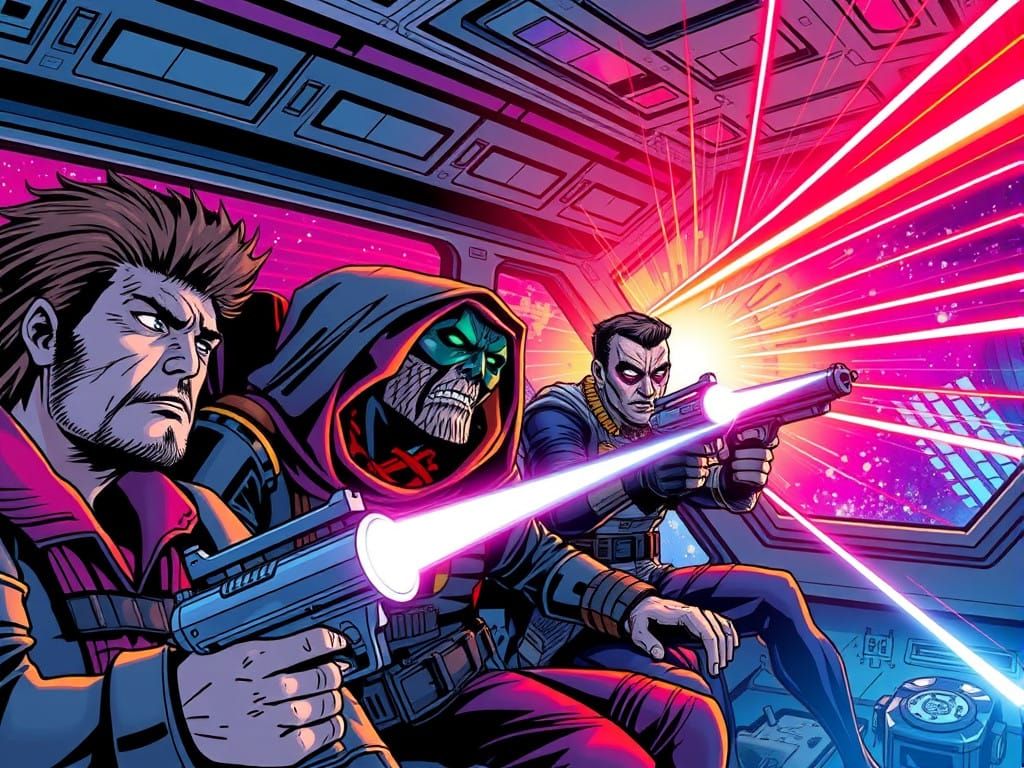 Guardians of the Galaxy in Intense Space Battle