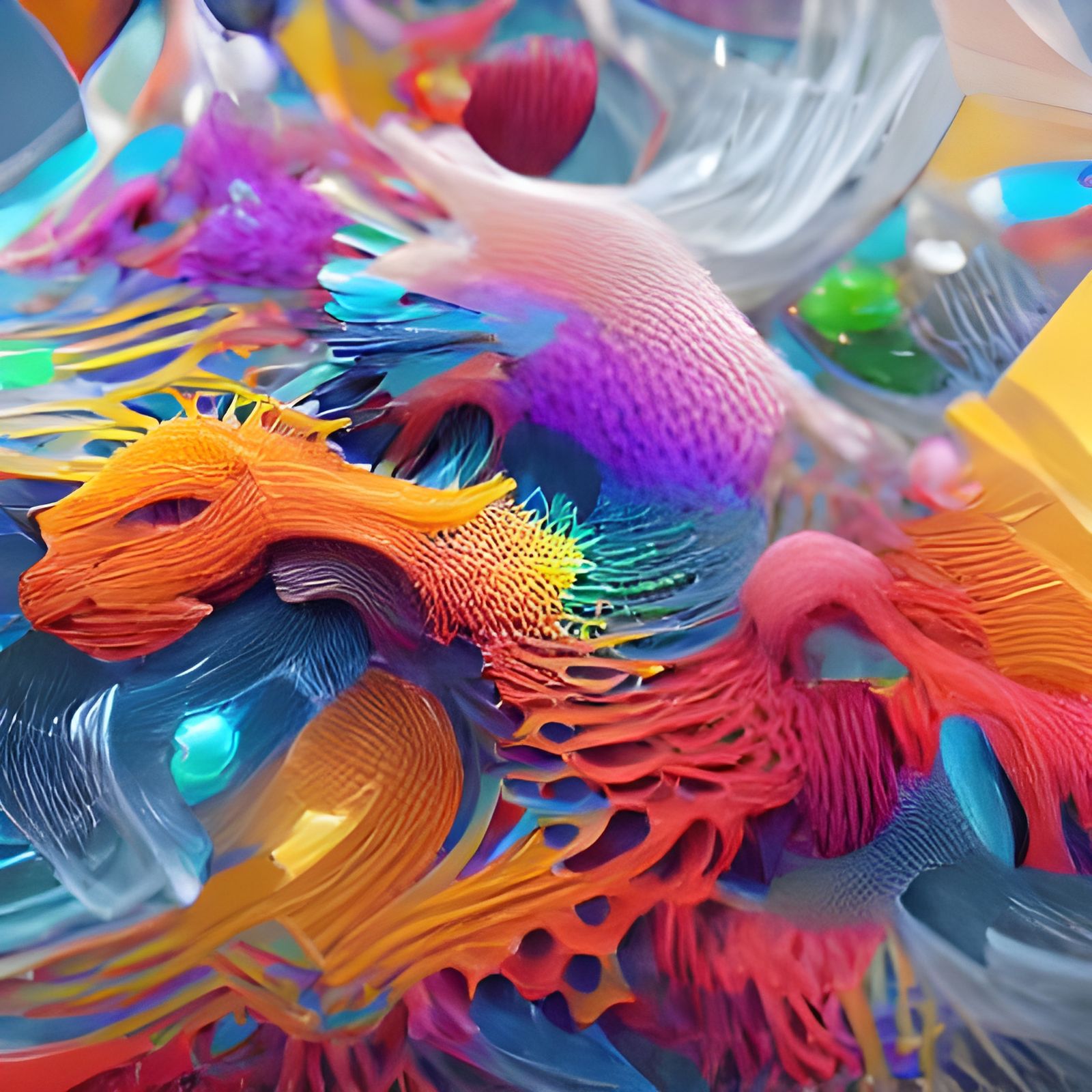 Vibrant Metaverse Realms in Houdini Acrylic