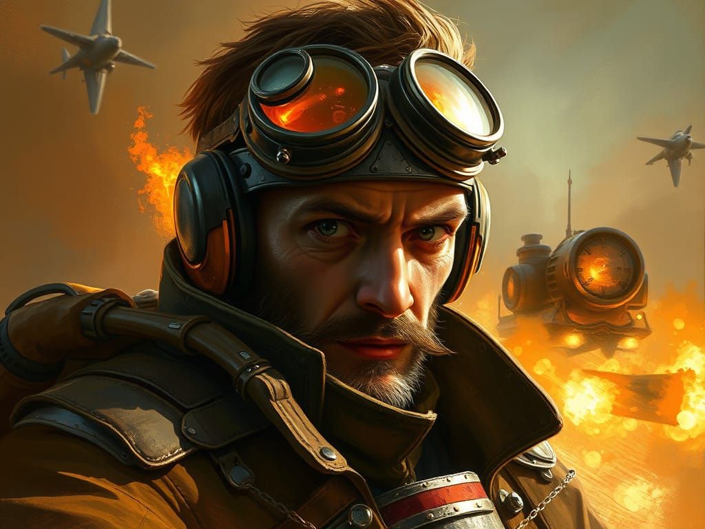 Ethereal STEAMPUNK Aviator in Flight