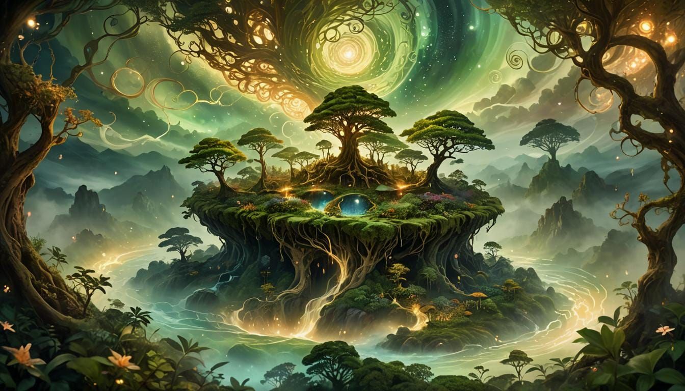 Ethereal Island Panorama in Grand Romantic Style