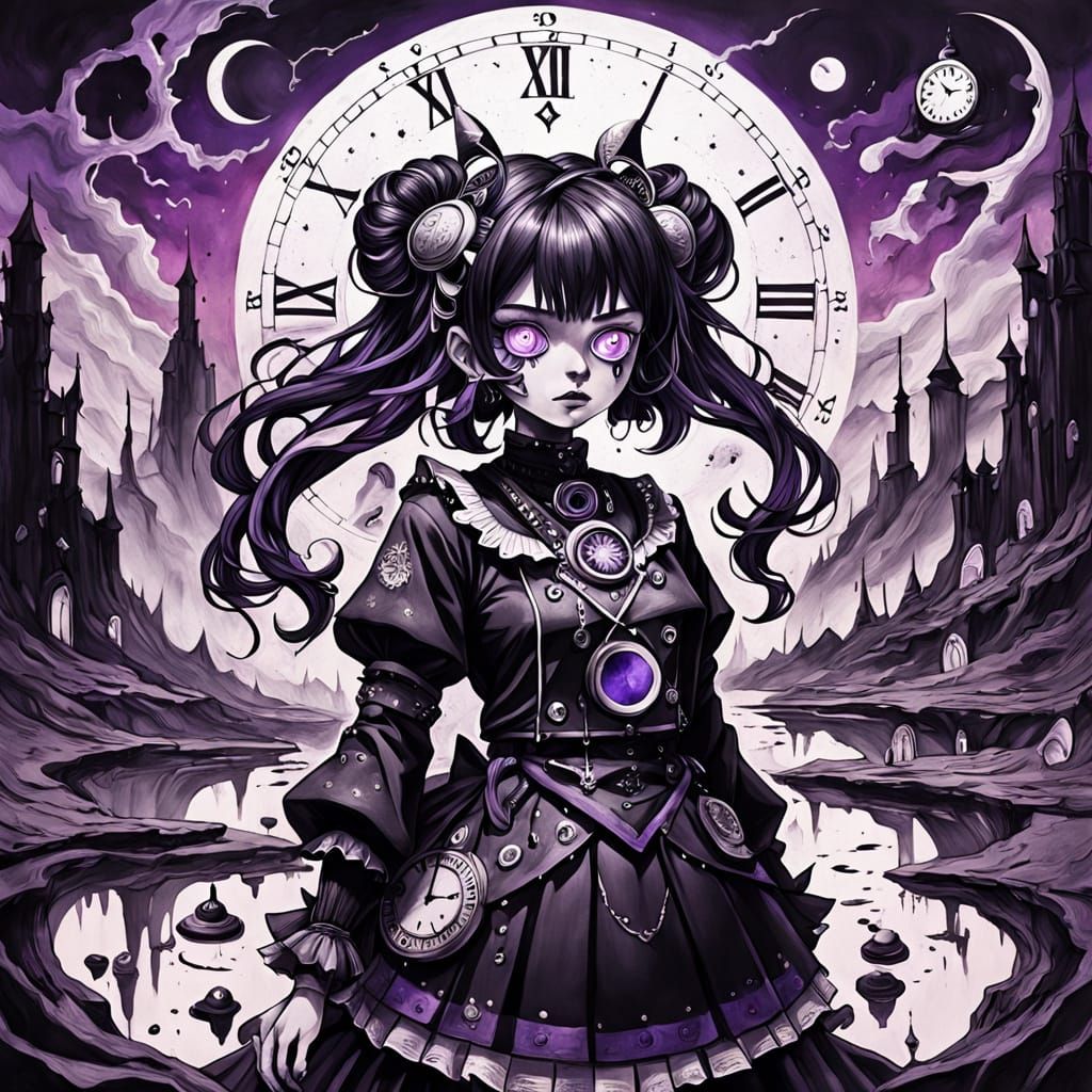 Magical Girl Defies Surreal Dali-Inspired Landscape with Mel...