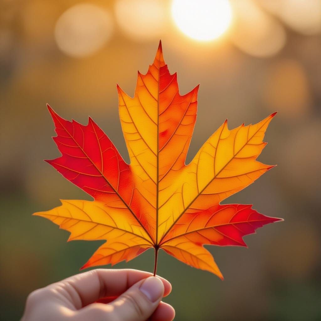 Autumn Leaf in Brown, Red, and Yellow Tints