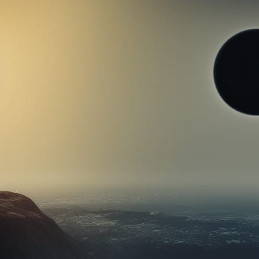 Epic Obsidian Orb Floats in Mysterious Landscape