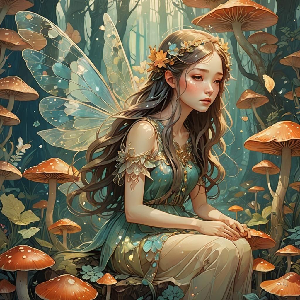 Enchanted Forest Maiden in Whimsical Pastel Hues