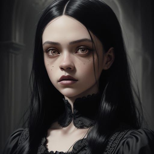 Wednesday Addams Portraiture in Gothic Style