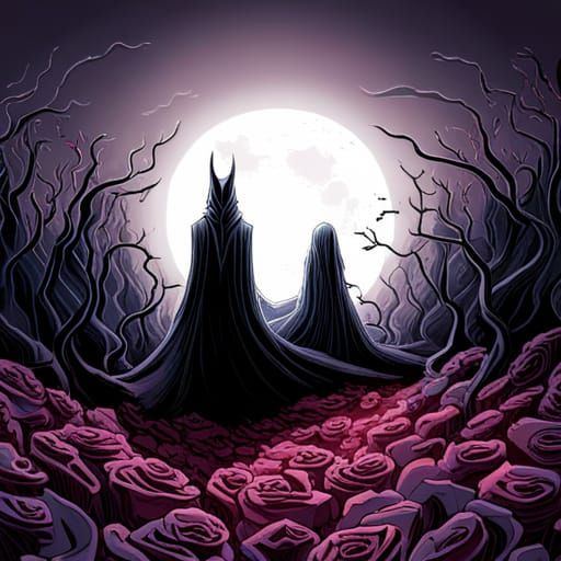 Gothic Horror Nazgûl in Crimson Rose Garden