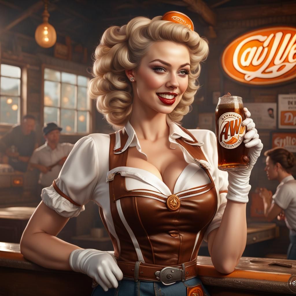 Hyper Realistic Pinup Girl in a Fantastical Splash Screen