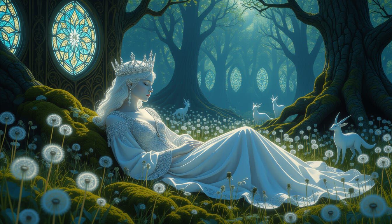 Ethereal Filigree Prince in Bioluminescent Forest